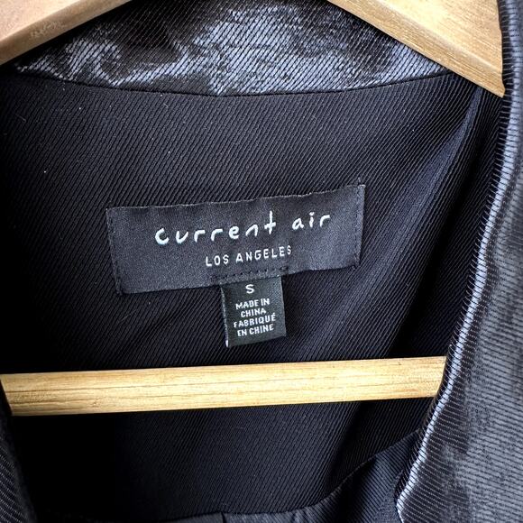NWOT Current Air Anthropologie Sz S Black Double Breasted Blazer w/ Satin Collar - Picture 4 of 7